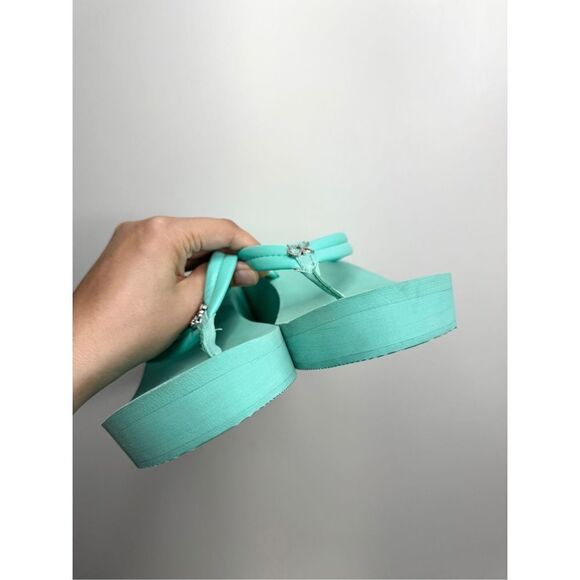 Calvin Klein Sandals Womens Size 11 Green Open Toe Slip On Platform - Picture 6 of 10